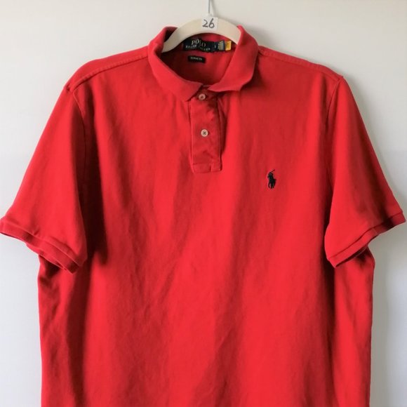 Polo Ralph Lauren Mens Red Polo Collared Short Sleeve Embroidered T Shirt Size L - Picture 2 of 7